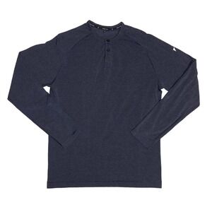 PUBLIC REC Henley Shirt Mens Medium Blue Long Sleeve Go-To Pima Cotton Tencel